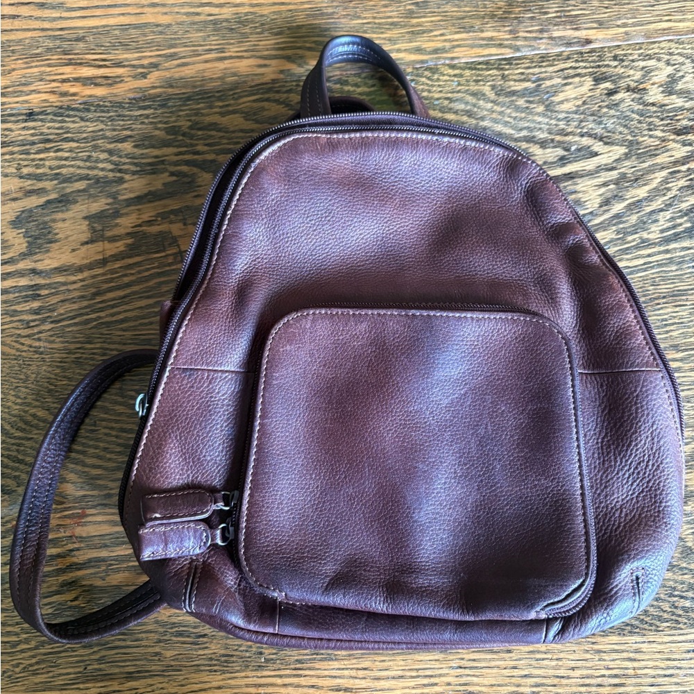 Tignanello Brown Leather Backpack with Ergonomic Design